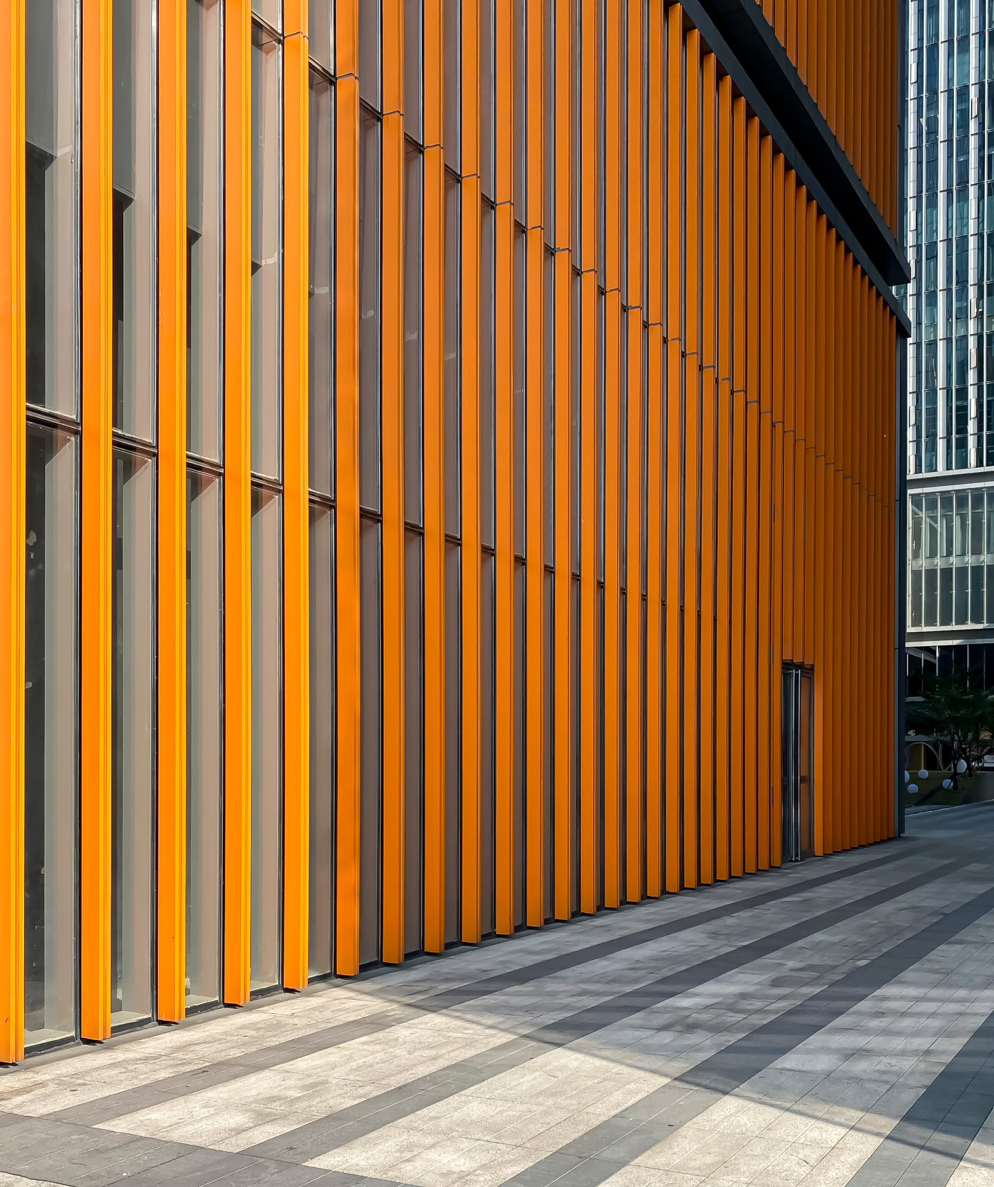 Orange Vertical Striped Building Exterior